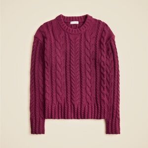 J. Crew Cable-Knit Crewneck Sweater - Vivid Mulberry